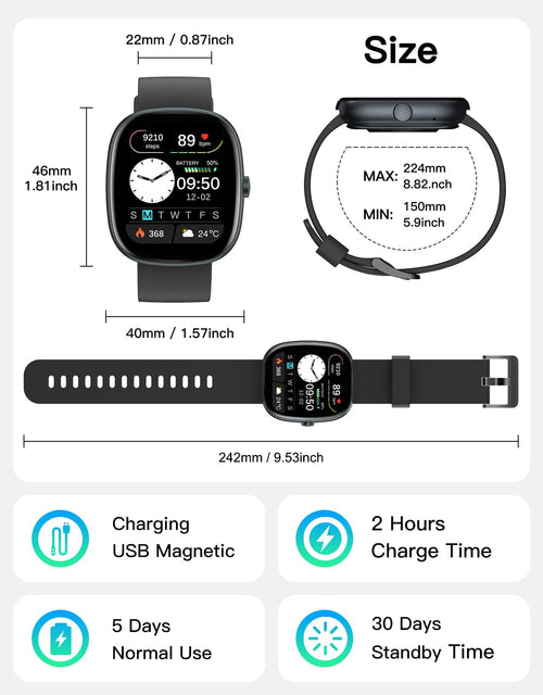 Fitness Tracker with Call Function, 1.85” Fitness Watch for Women and Men, 24/7 Heart Rate & Blood Oxygen Monitor, Sleep Tracker, 100+ Sport Modes, IP68 Waterproof (Black)