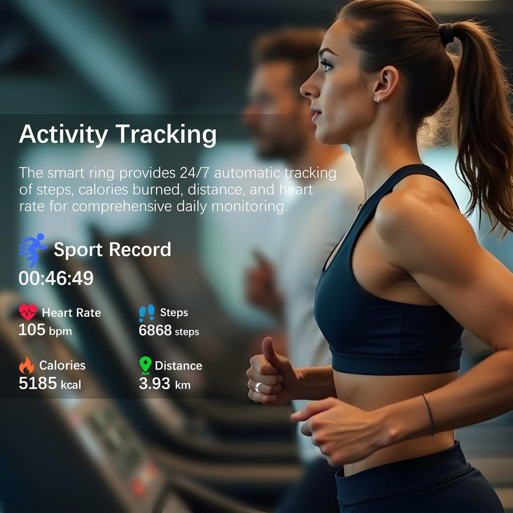 Smart Health Ring for Women Men, Fitness Tracker Ring with Heart Rate, Blood Oxygen, Sleep Tracker, Step Tracker, No Subscription Fee, IP68 Waterproof Smart Ring for iphone & Android (Silver, 12#)