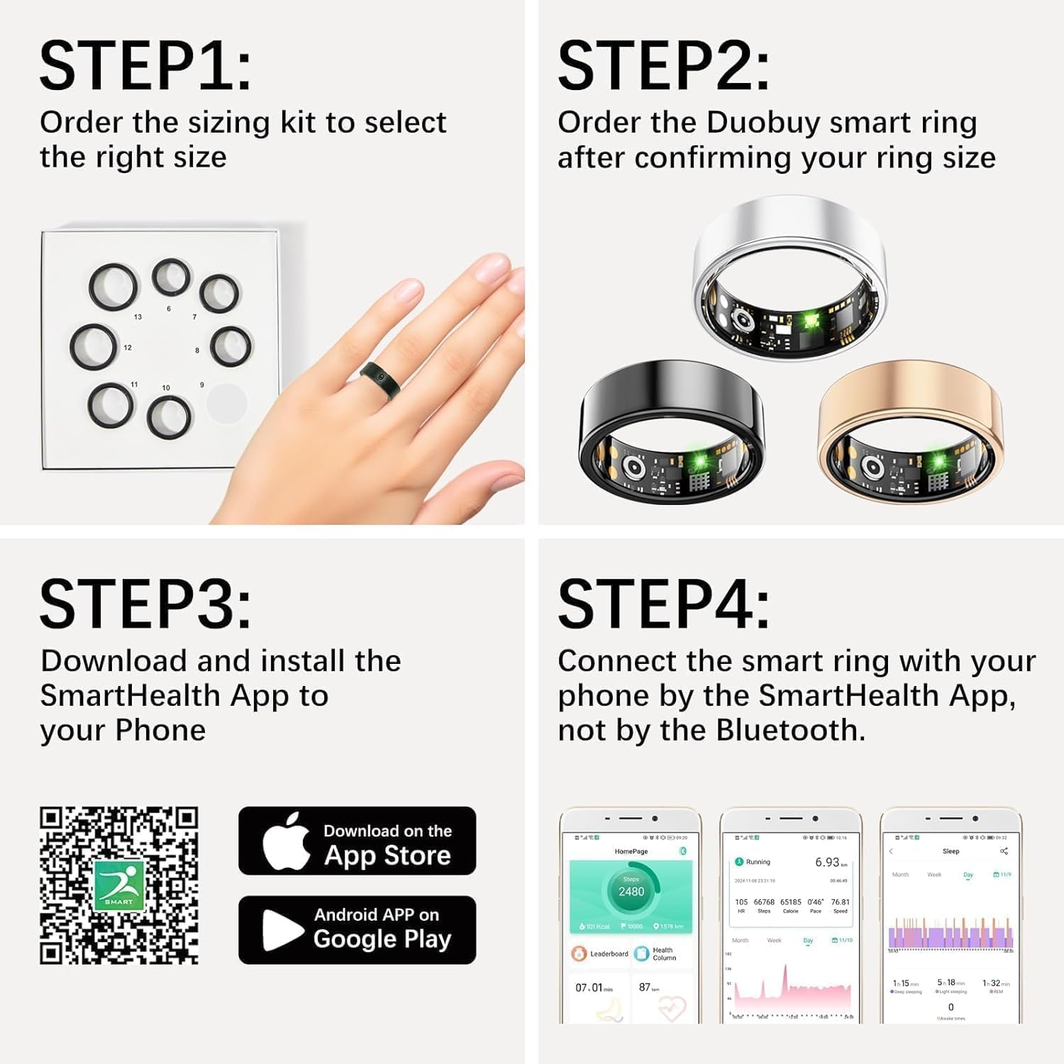 Smart Rings for Women Men, Fitness Ring with Heart Rate, Blood Oxygen, HRV, Pressure, Sleep Tracker, Step Tracker, No Subscription Fee, IP68 Waterproof Smart Ring for iPhone & Android