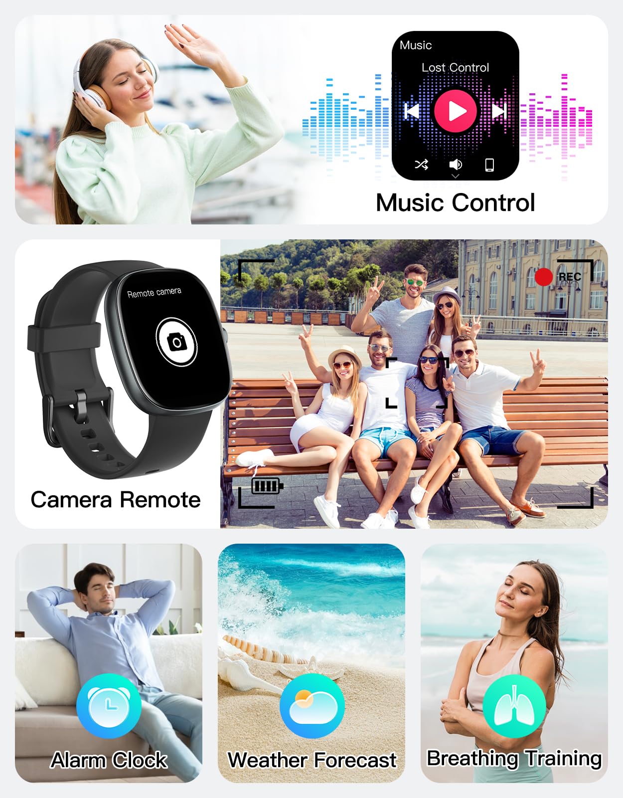 Fitness Tracker with Call Function, 1.85” Fitness Watch for Women and Men, 24/7 Heart Rate & Blood Oxygen Monitor, Sleep Tracker, 100+ Sport Modes, IP68 Waterproof (Black)