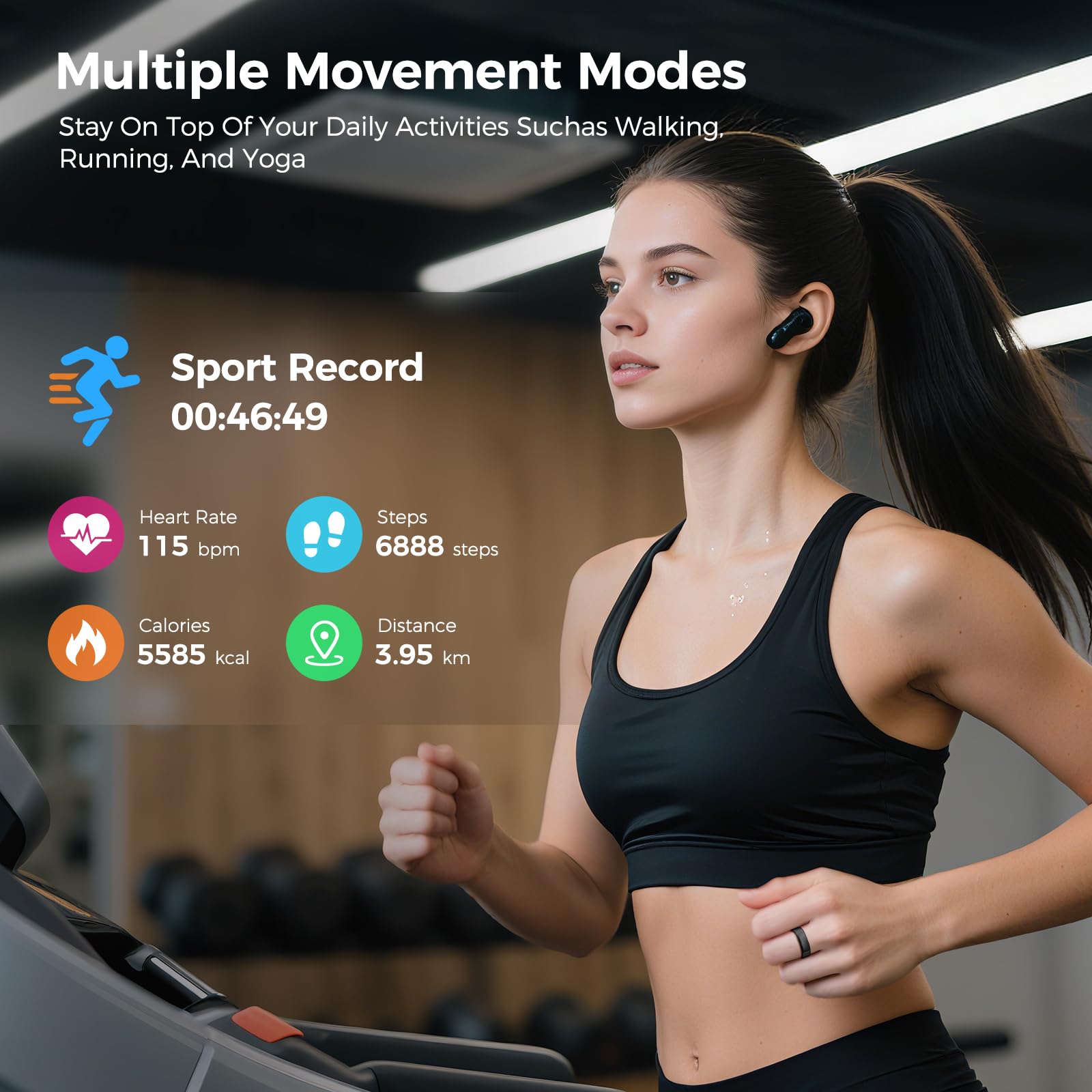 Smart Ring for Women & Men, Health Tracker Ring with Heart Rate, Blood Oxygen,Blood Pressure, IP68 Waterproof Fitness Ring, Sleep Tracker for iPhone and Android, No APP Fee