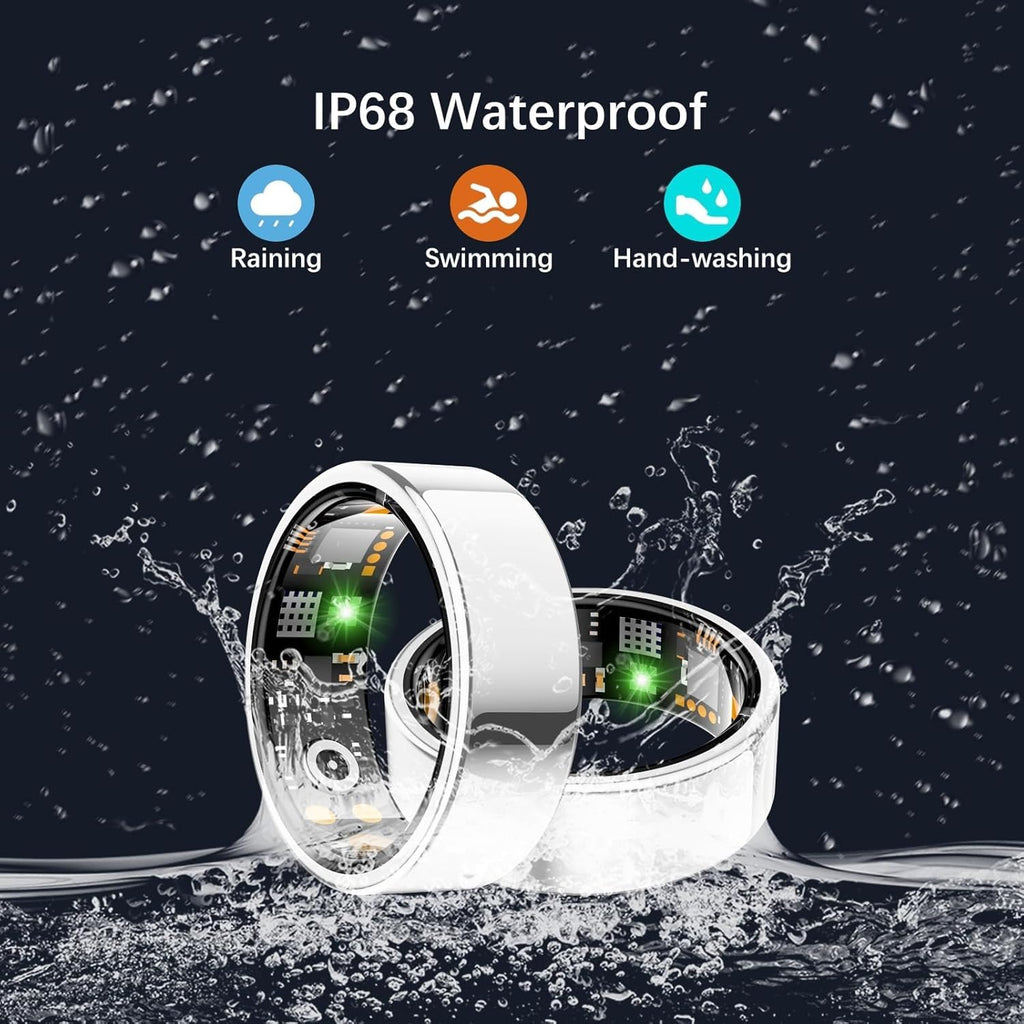 Health Tracker Ring, Smart Health Ring for Women Men with Heart Rate, Blood Oxygen, Sleep Monitor, Steps,Calories, No Subscription Fee, IP68 Waterproof Smart Ring for iPhone & Android (Silver, 10#)