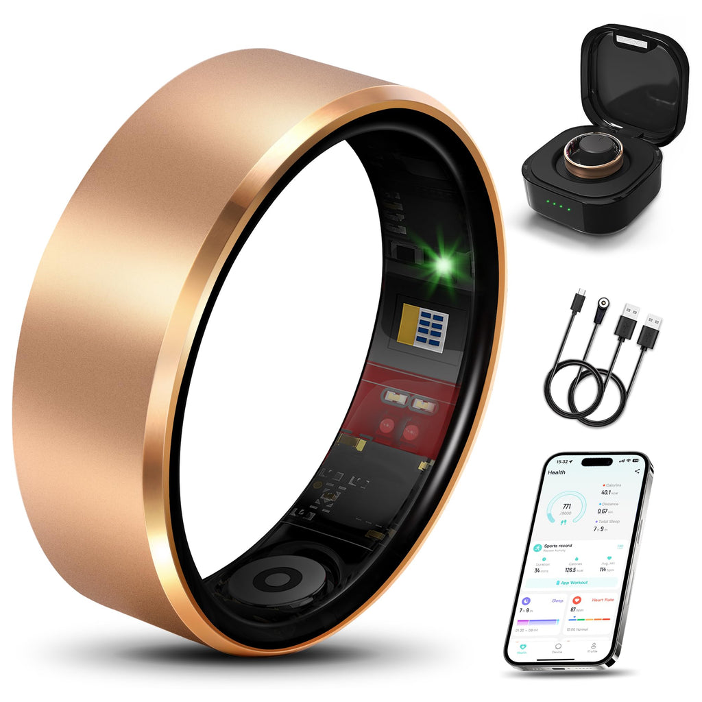 Milavan Smart Health Ring 2.0 for Women Men, Slim Scratch & Fingerprint Resistant Design,Efficient Chip Fitness Tracker, Monitors Heart, Blood Oxygen & Pressure, Sleep, Steps, Waterproof