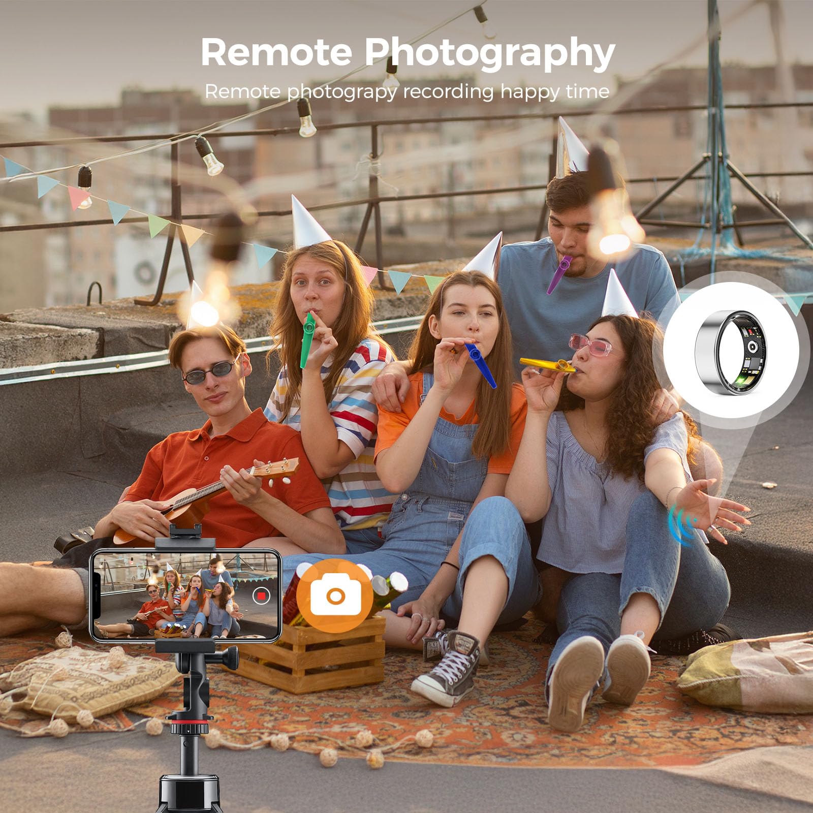 Smart Ring for Women & Men, Health Tracker Ring with Heart Rate, Blood Oxygen,Blood Pressure, IP68 Waterproof Fitness Ring, Sleep Tracker for iPhone and Android, No APP Fee